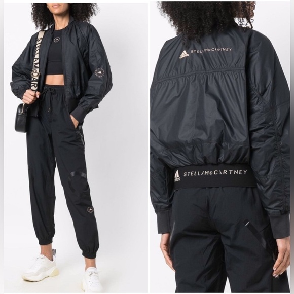 Adidas by Stella McCartney black woven bomber jacket women NWT - Picture 1 of 8
